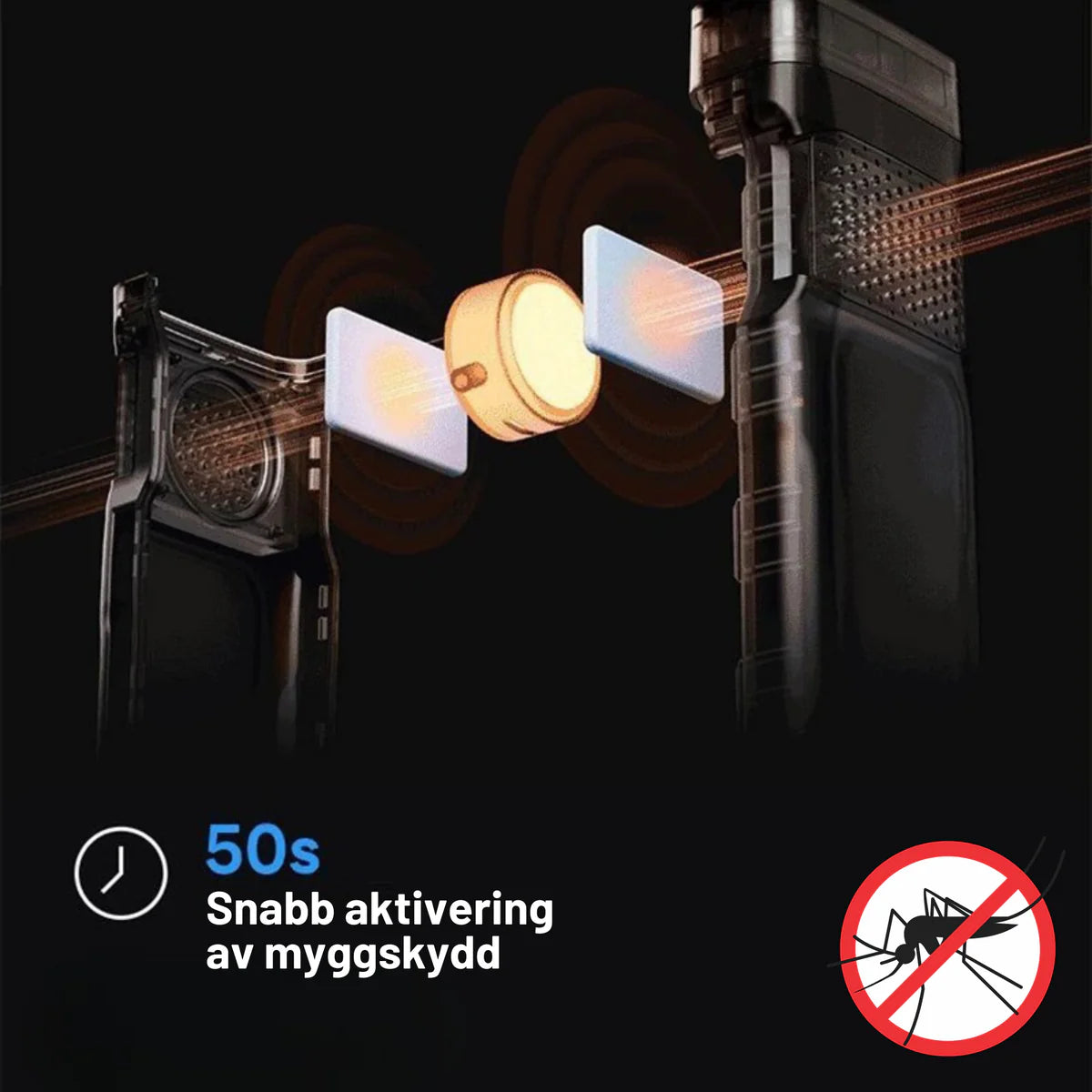3-in-1 Myggdosa, 9600 mAh Powerbank & Ficklampa